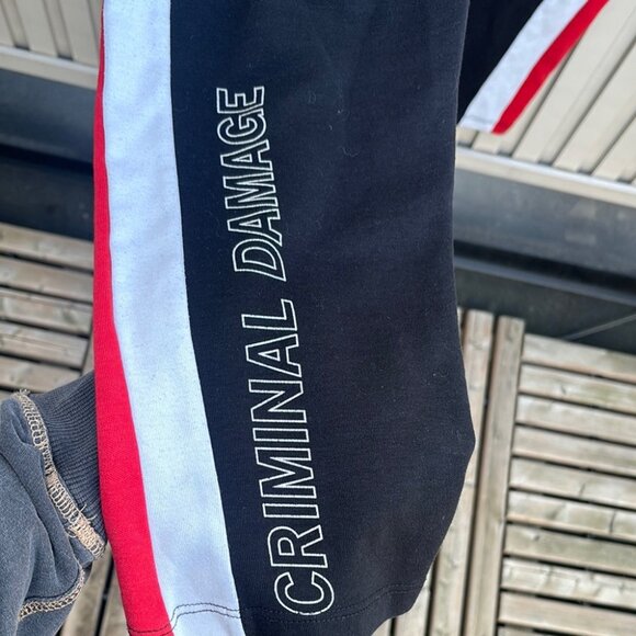 Criminal Damage London Women’s Black, Red and White Striped Sweatpants - Picture 8 of 11